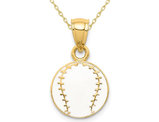 14K Yellow Gold Baseball Charm Pendant Necklace Charm with Chain